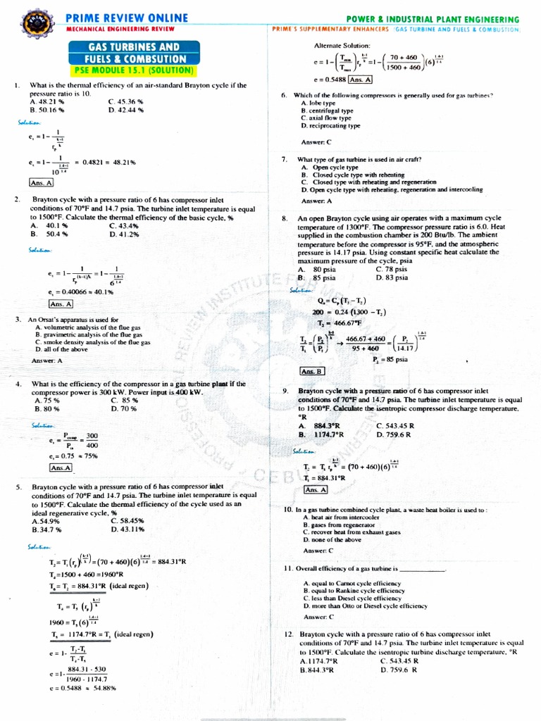 15 1 Gas Turbines Fuels And Combustion Solutions Pdf Gas Turbine