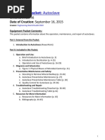 Equipment Packet: Autoclave: UMDNS #: 13746 Date of Creation: September 16, 2015