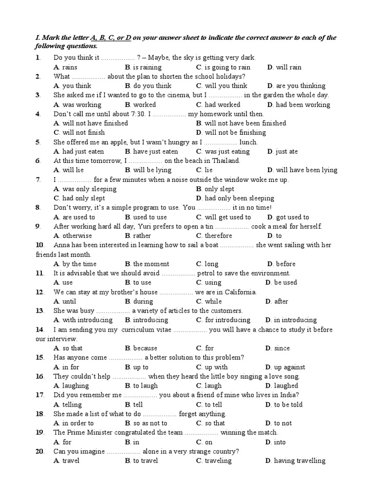 i-mark-the-letter-a-b-c-or-d-on-your-answer-sheet-to-indicate-the