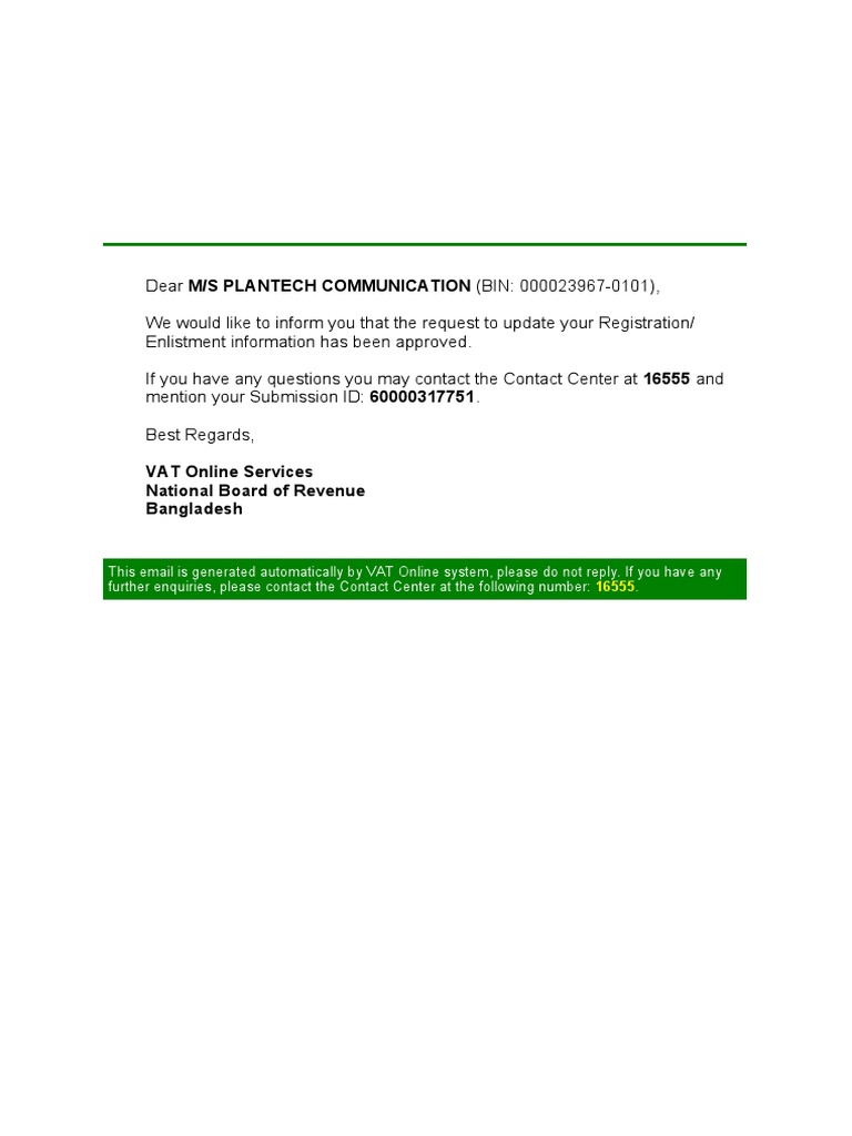 Registration Update Confirmation Notice | PDF