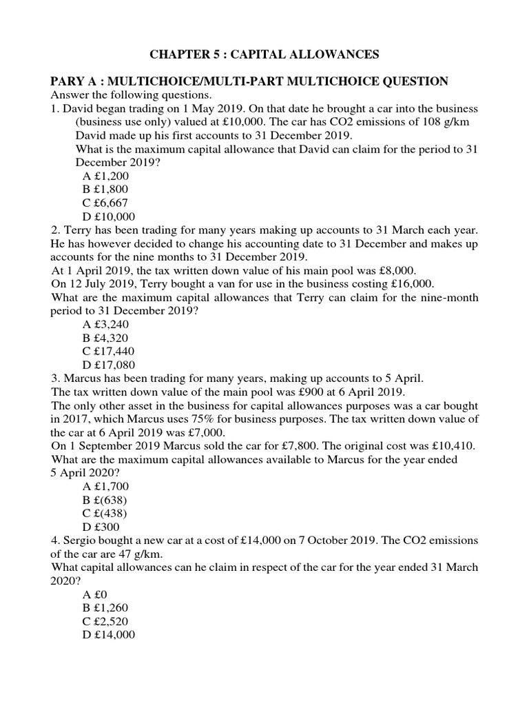 Calculating Capital Allowances from Multiple Scenarios PDF Payments