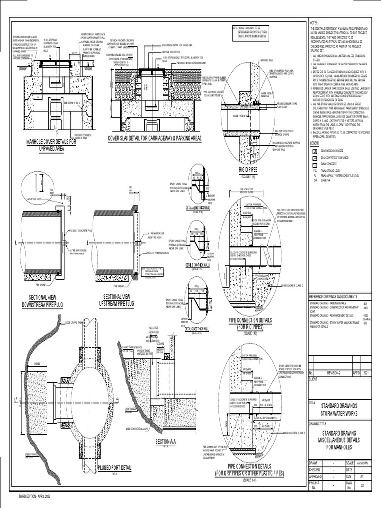 Section A-A: Notes | PDF | Pipe (Fluid Conveyance) | Concrete