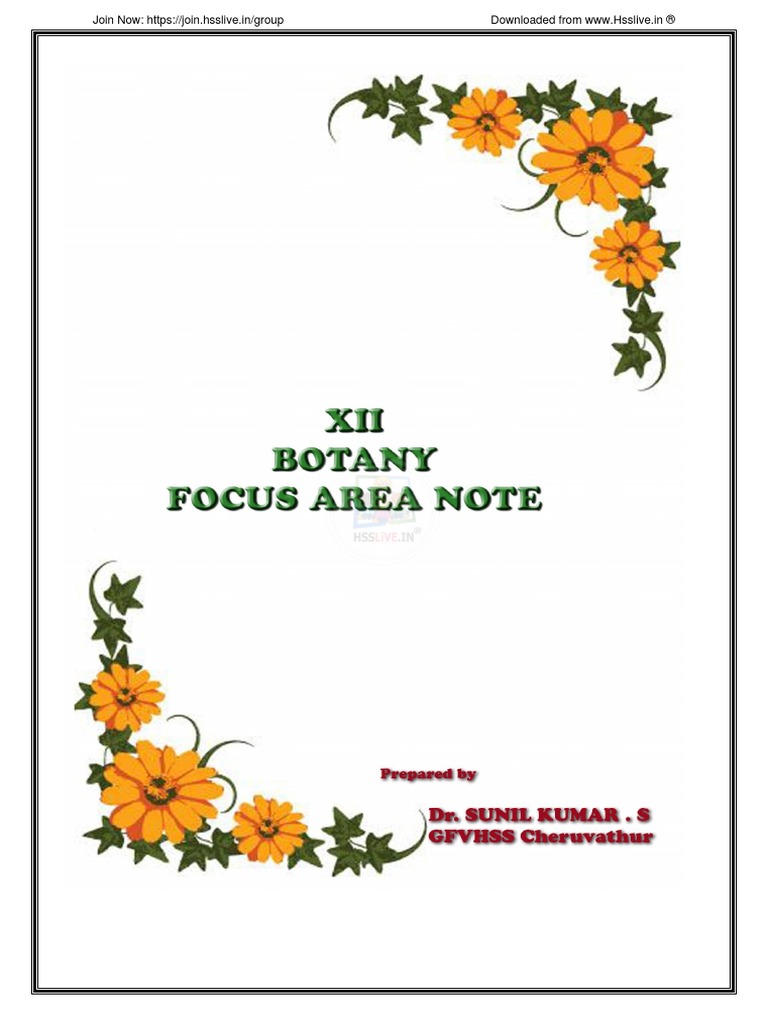HsslivexiiBOTANY FOCUS AREA NOTE 2023BySunil PDF