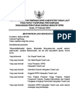 Pidato Pengantar Pimpinan DPRD Kabupaten Tanah Laut Pada Rapat Paripurna Penyampaian Rancangan Peraturan Daerah Inisiatif DPRD