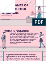 Significance of Studying Folk Literature: ENG 310 Mythology and Folklore