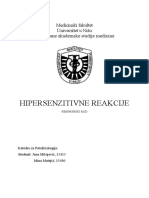 Hipersenzitivne Reakcije: Medicinski Fakultet Univerzitet U Nišu Integrisane Akademske Studije Medicine