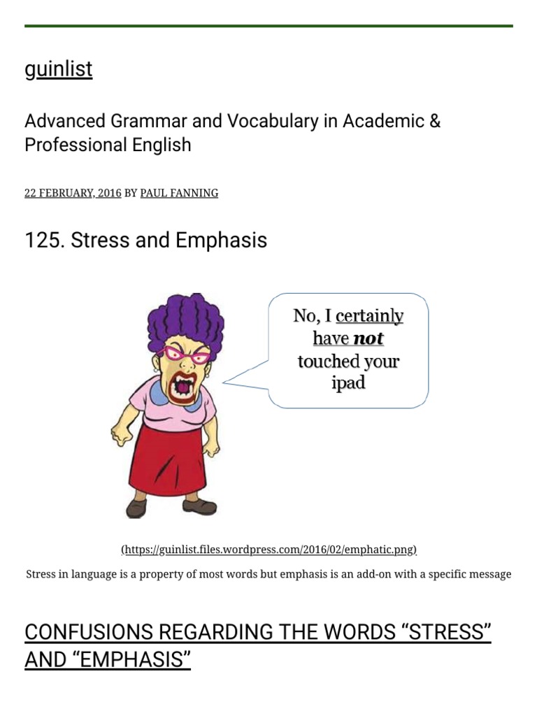 Understanding Stress and Emphasis in English | PDF | Stress ...