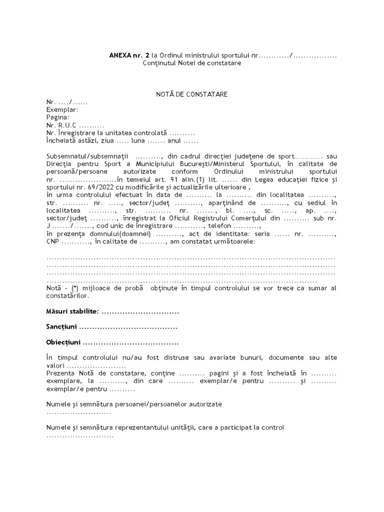 ANEXA 2 Nota de Constatare | PDF