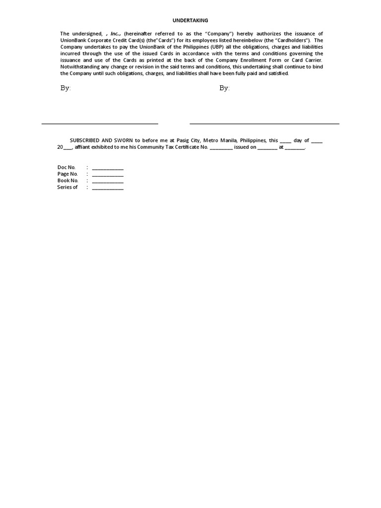 Payment Undertaking Agreement _ Bank Payment Undertaking Meaning – QUQK
