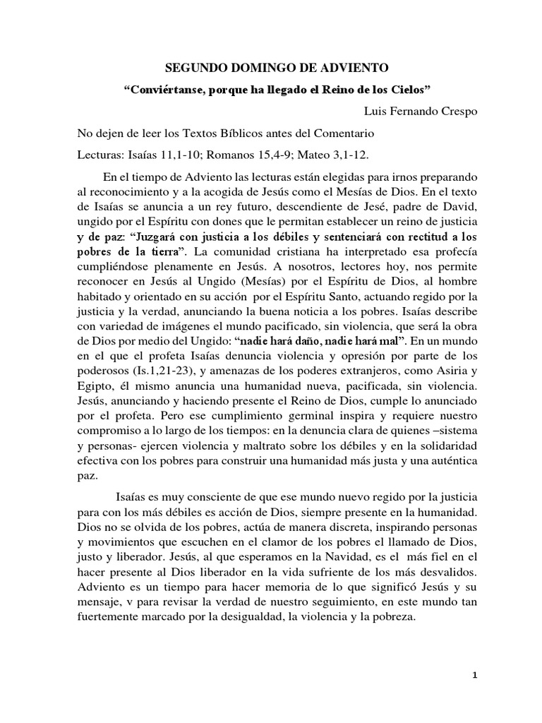 Adviento: Conversión y Esperanza | PDF | Jesús | Reinado y reino de dios
