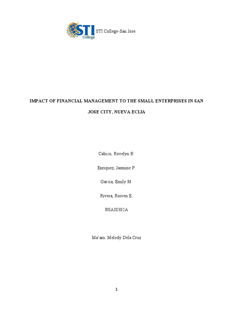 Financial Management in Small Enterprises | PDF | Survey Methodology ...