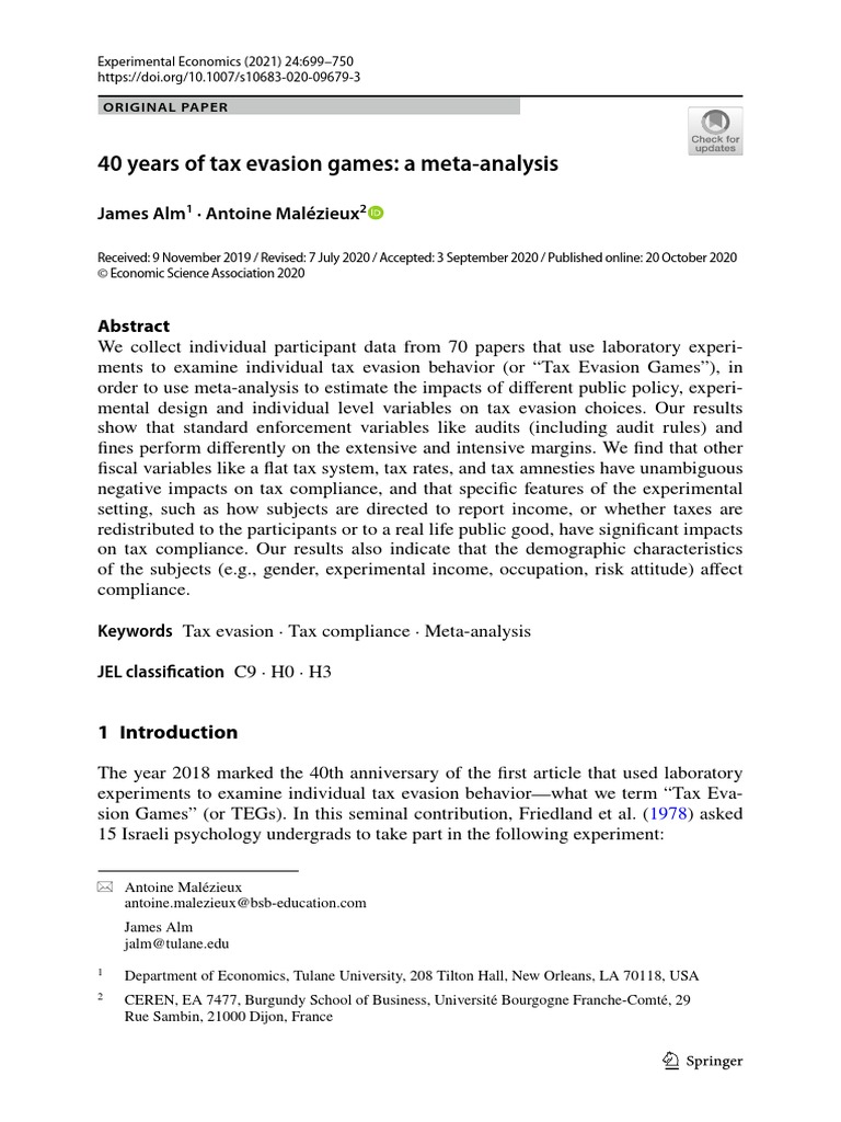 Tax Evasion Games PDF Taxes Fixed Effects Model