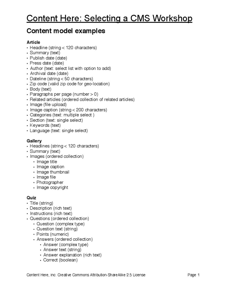 CMS Selection Handout | PDF | Microsoft Word | Creative Commons License