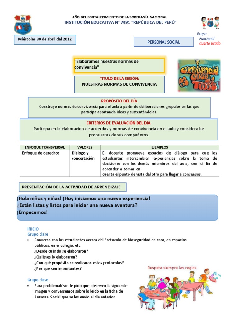 Normas para Mejorar Convivencia | PDF | Salón de clases | Aprendizaje
