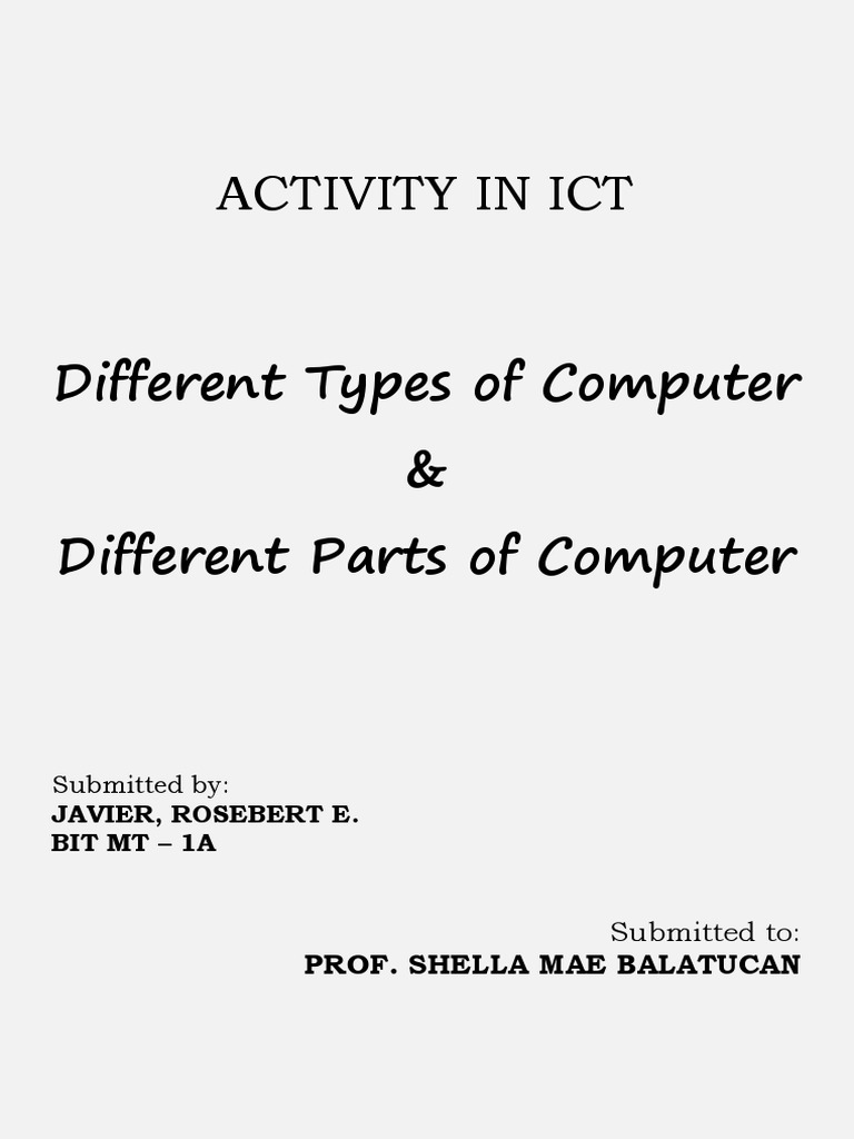 Parts of A Computer and Their Functions | PDF | Laptop | Random Access ...