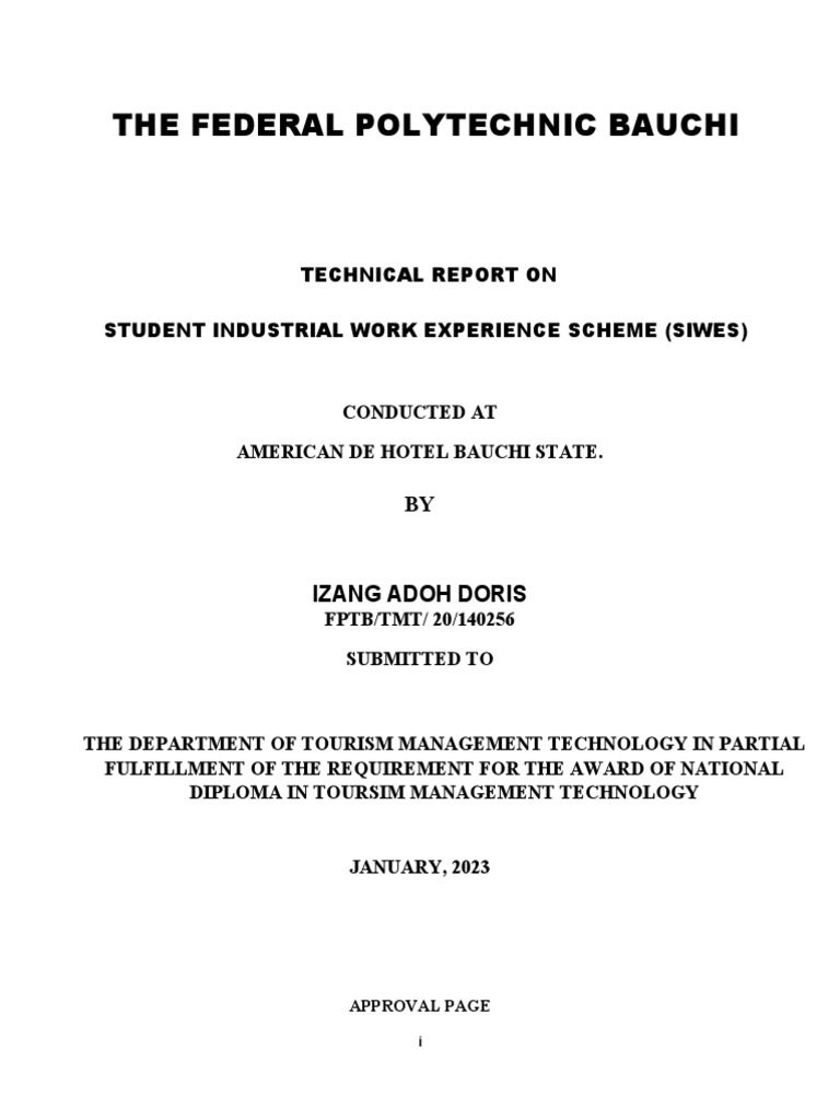 The Federal Polytechnic Bauchi Technical Report On Student Industrial