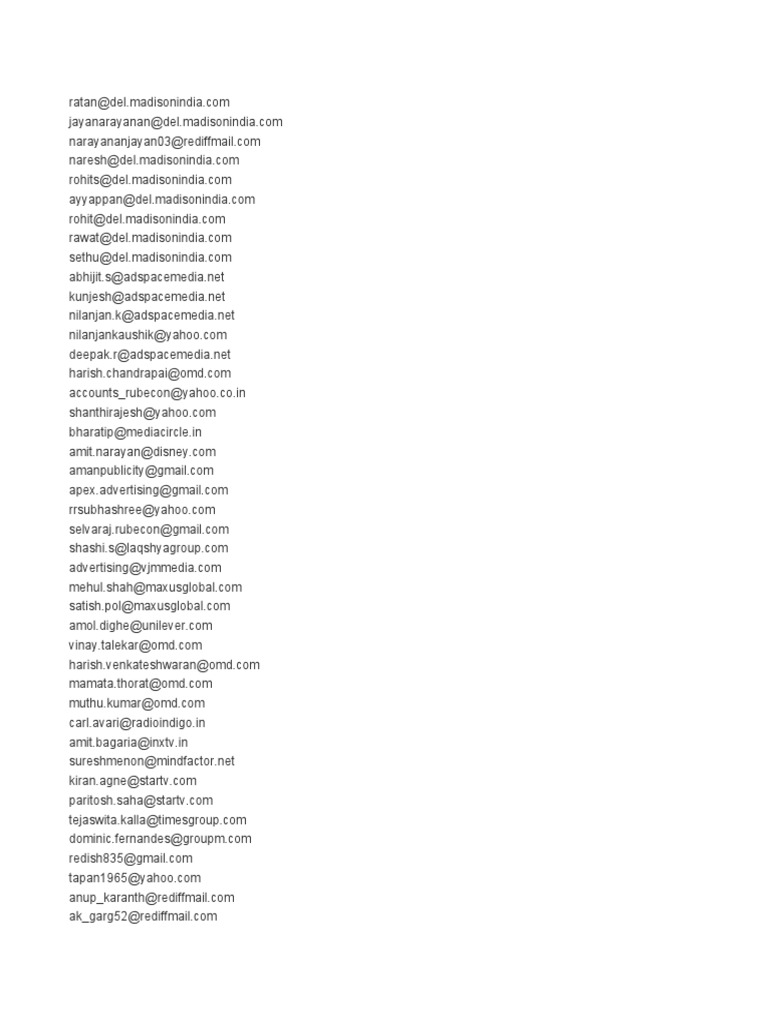 Email Addresses Directory List | PDF | Career & Growth | Business