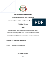 Universidad Privada Del Guairá Facultad de Ciencias de La Educación Carrera de Licenciatura en Ciencias de La Educación Filial San Vicente