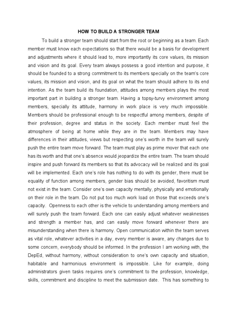 How To Build A Stronger Team Pdf Attitude Psychology Goal