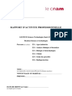 Rapport D'Activite Professionnelle: Centre