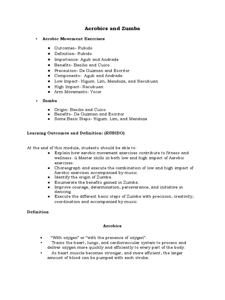 Aerobics and Zumba Group 3 1 | PDF | Physical Exercise | Physical Fitness