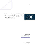 Venture Capitalist Screening Criteria and Associated Tools: Progressive Screening Matrix & Mean-IRR Index