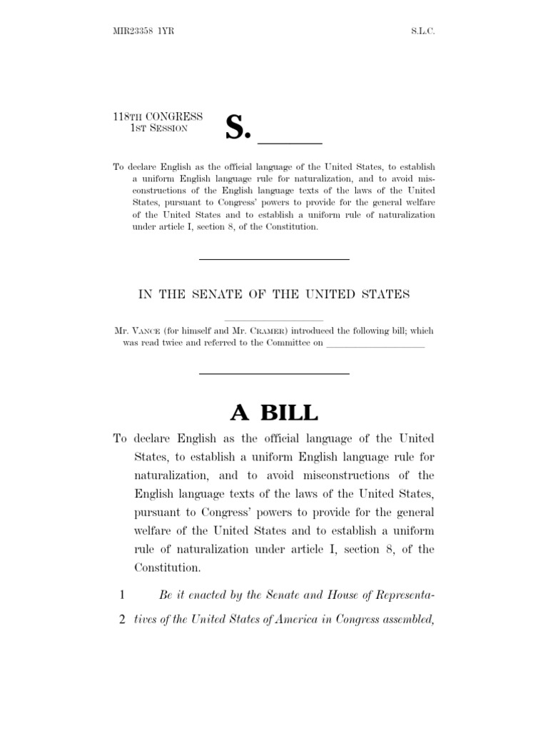 (DAILY CALLER OBTAINED) 3.30.2023 English Language Unity Act PDF United States Code