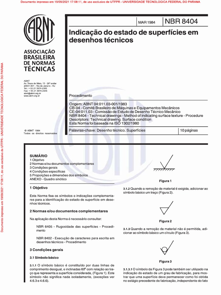 Norma NBR 8404 Indicação de Acabamento - Rugosidade | PDF