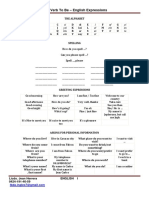 UNIT I. Verb To Be - English Expressions: Ei Bi Ci I Ef Yi Eich Ai Yei El em en Ou Pi Kiu Es Ti Iu VI Dabliu Eks Zi