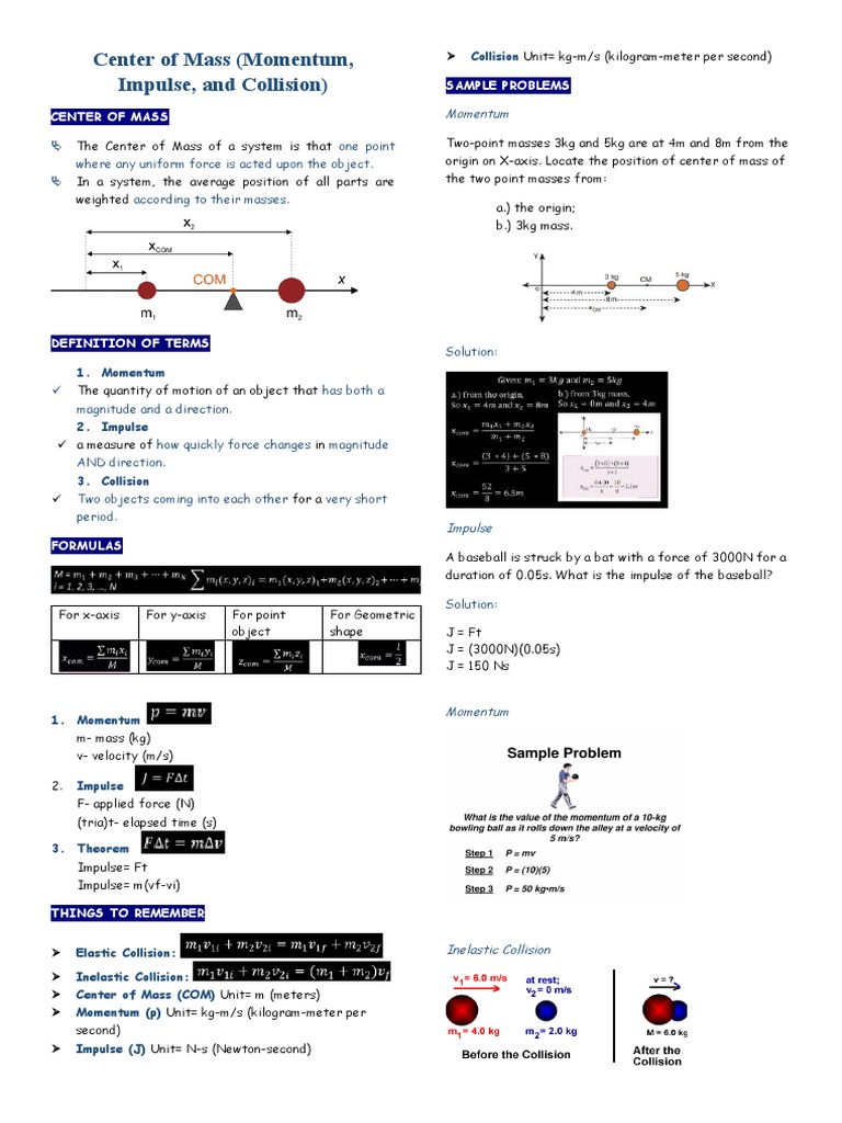 Center of Mass | PDF | Momentum | Collision