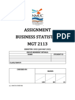 Assignment Business Statistics MGT 2113: SEMESTER I 2022 (JAN-MAY 2022) Group Members' Details: Name Student Id