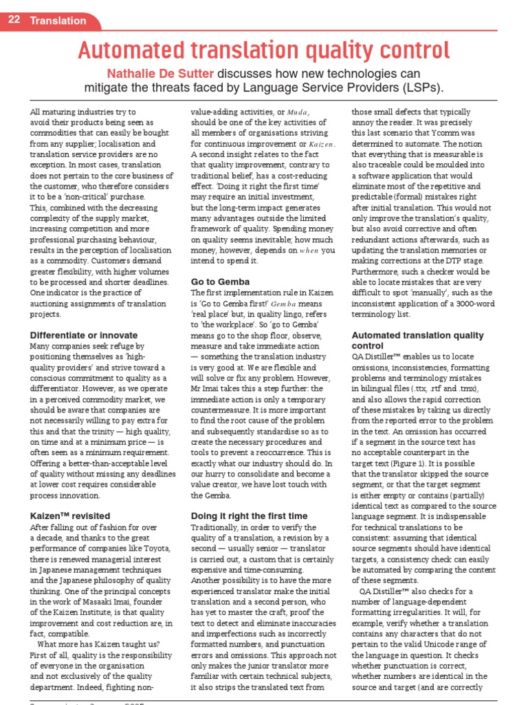 Automated Translation Quality Control | PDF | Proofreading | Translations