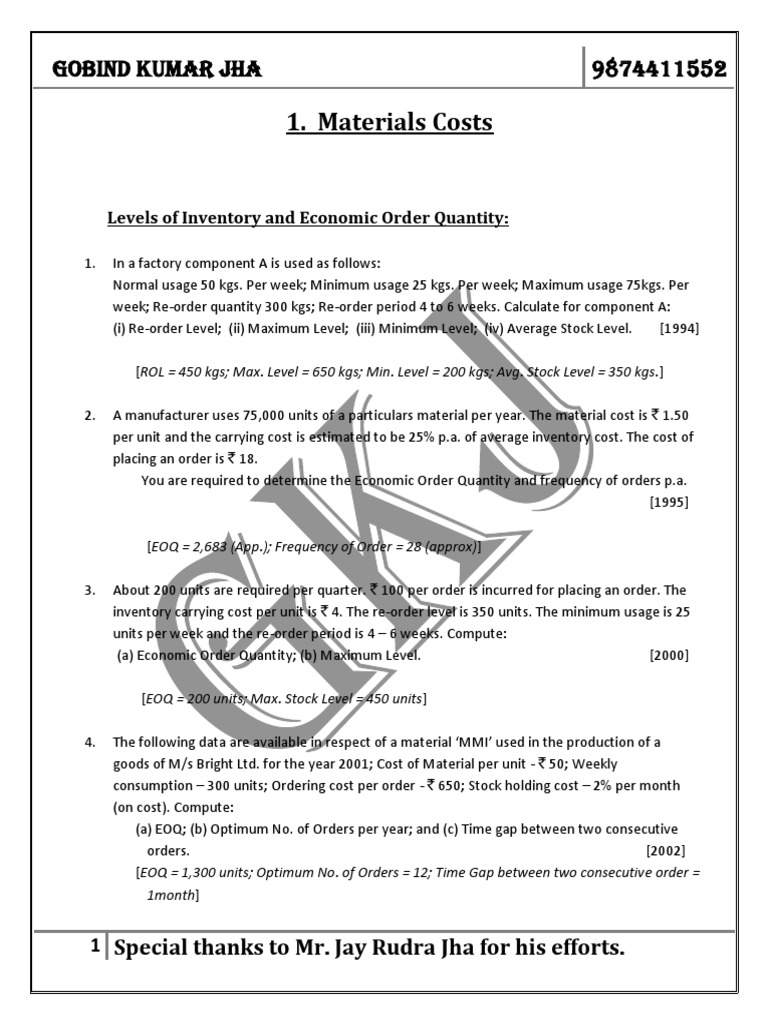 Cost and Management Accounting NOTES | PDF | Piece Work | Financial ...