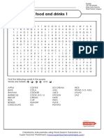 Food and Drink Word Search Puzzle