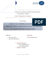 Projet de Fin D'étude "L'impact Du Contrôle de Gestion Sur L'amélioration de Performance de L'entreprise"