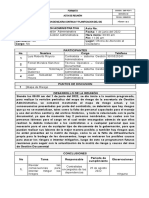 Formato Acta de Reunión Gestion de Mejora Continua Y Planificacion Del Sig