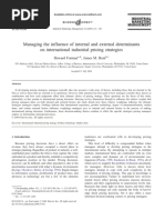 Managing The Influence of Internal and External Determinants On International Industrial Pricing Strategies Howard Formana, T, James M. Huntb, 1