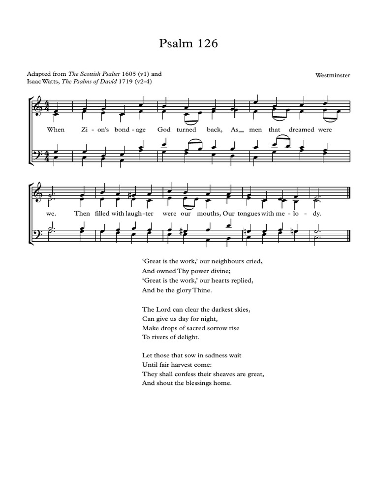 Psalm 126 (Westminster) | PDF | Christian Worship And Liturgy | Old ...