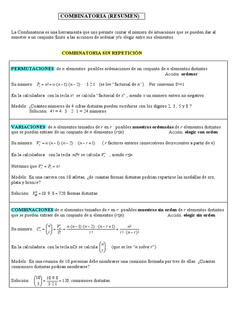 Analisis Combinatorio | PDF | Combinatoria | Álgebra abstracta