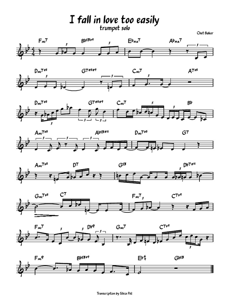 I Fall in Love Too Easily Chet Baker PDF