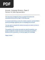 A-Level - Computer Science - Paper 2: Revision For Data Representation