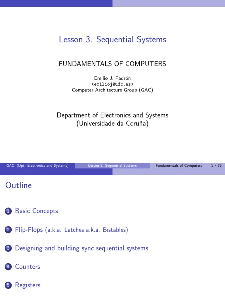 Lesson 3. Sequential Systems: Fundamentals of Computers | PDF ...