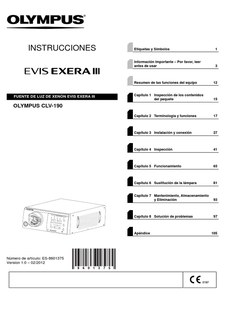 CLV190 Manual Instrucciones PDF Endoscopia Ligero