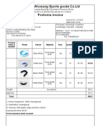 Baoding Woosung Sports Goods Co - LTD Proforma Invoice