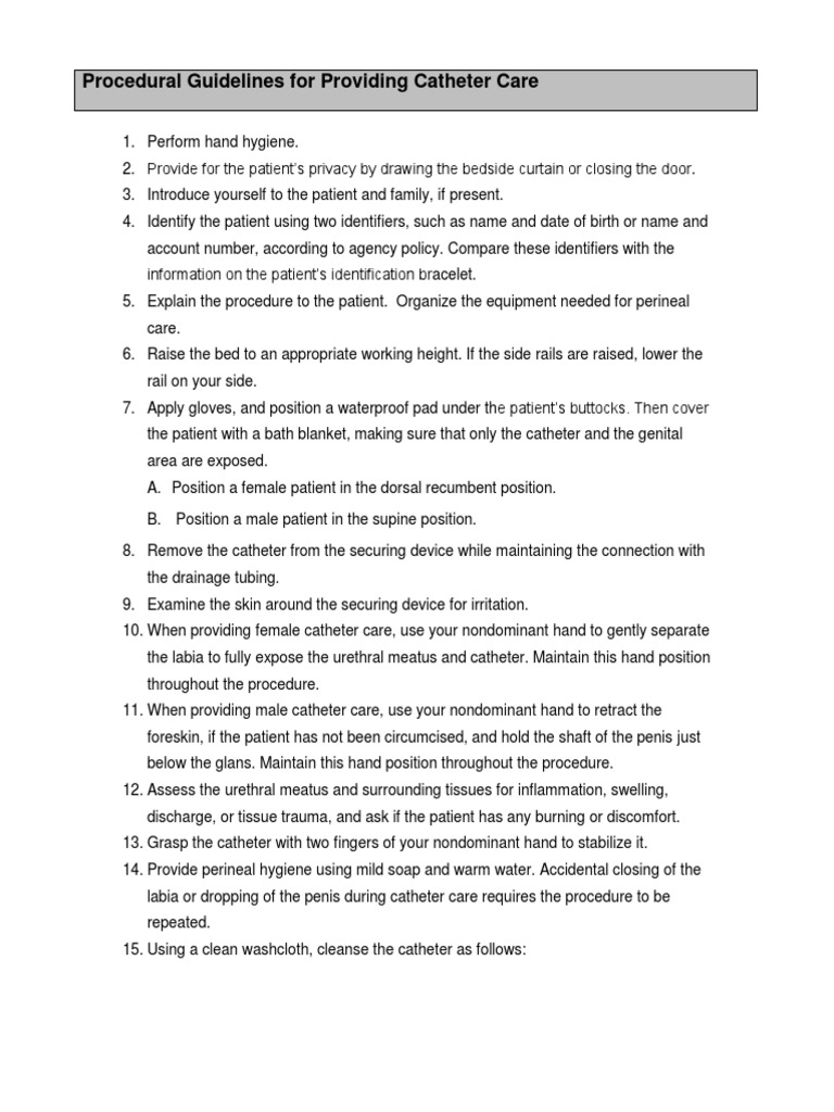 Providing Catheter Care PDF Urology Clinical Medicine