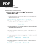 Mean and Variance of Sampling Distribution