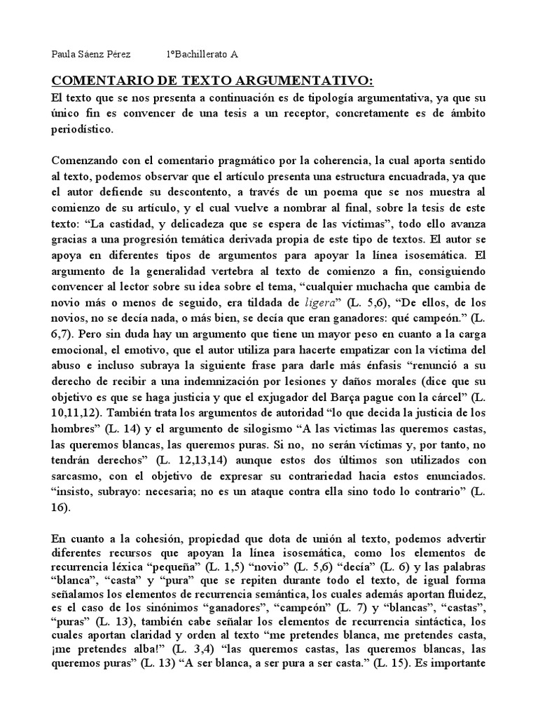Argumentativo Comentario | PDF | Lingüística