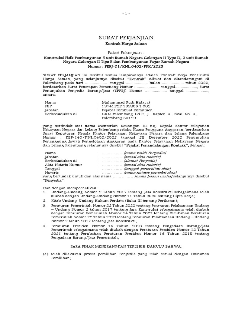 Rancangan Kontrak KPKNL PLM PDF