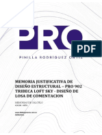 Memoria Justificativa de Diseño Estructural - Pro 902 Tribeca Loft Sky - Diseño de Losa de Comentacion