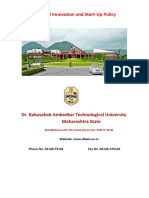 National Innovation and Start-Up Policy: Dr. Babasaheb Ambedkar Technological University Maharashtra State